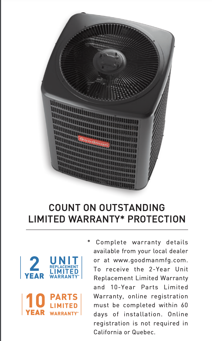 Goodman Split Air Conditioner GSX14 HVAC Pros Services